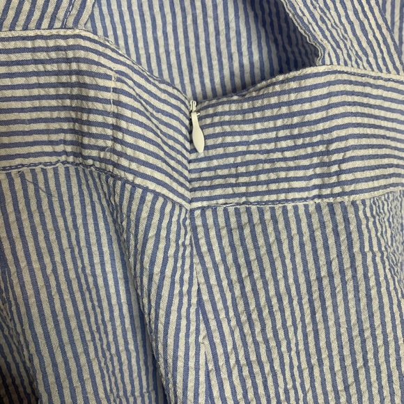 Blue and White Wide Leg Jumpsuit with Square Neckline - Picture 7 of 10